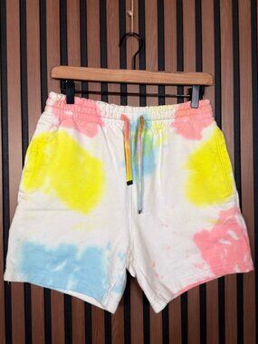 Talentless Sweatshorts Small Mens Multicolor Tie Dye 100% Cotton Fleece Pull On